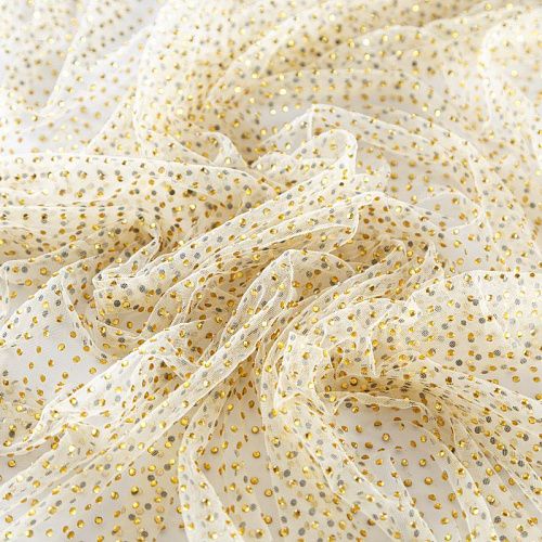 Фатин со стразами 058-10016 молочно-золотистый