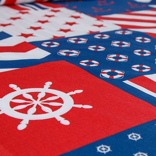 Бязь 007-13825 синий принтованный