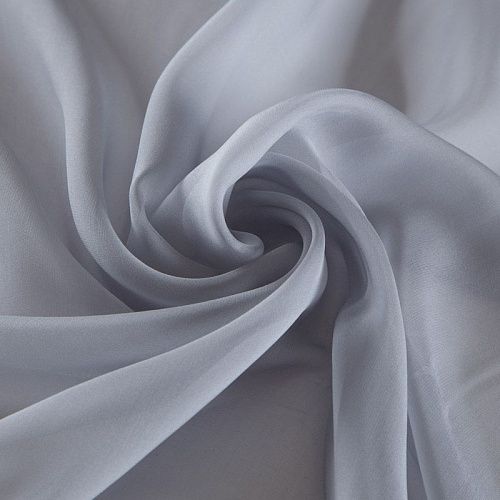 Шифон шелковый 068-16817 светло-серый однотонный