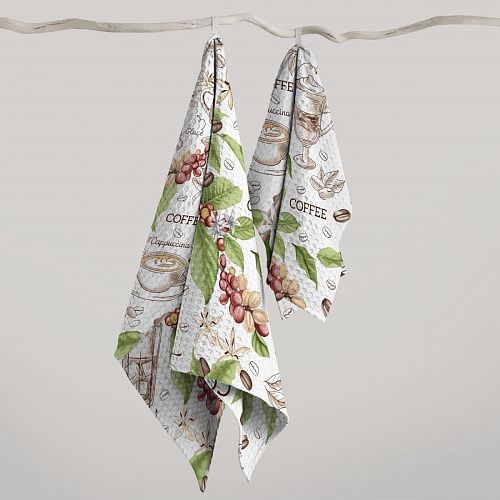 Полотно вафельное 007-11022 ванильный принтованный