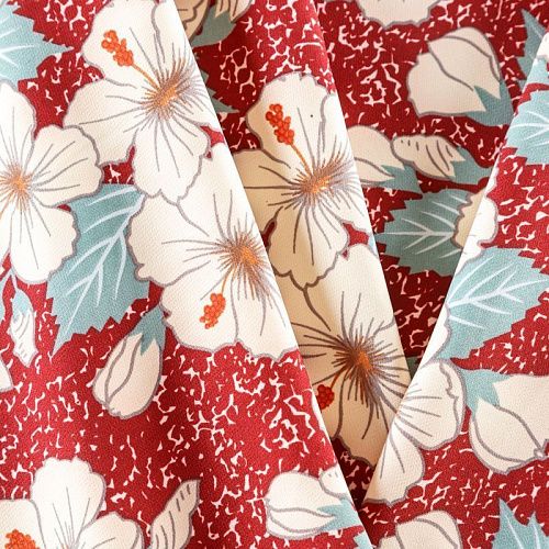 Креп 026-08407 вишневый принтованный