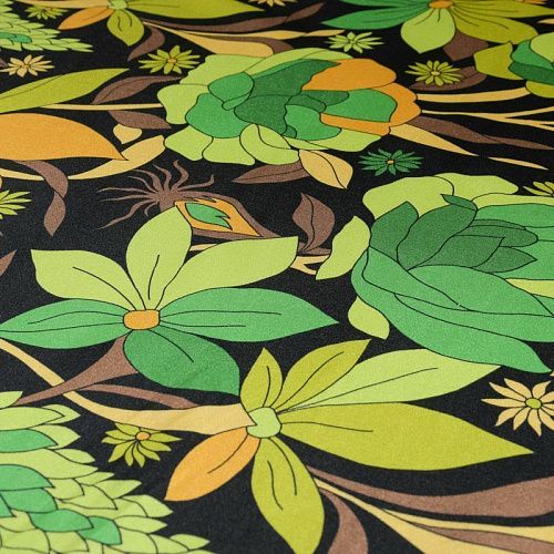 Лайкра прорезиненная 005-11770 черный принтованный