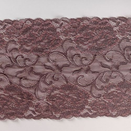 Кружево эластичное 200 мм Ф01-0065 шоколадно-розовый