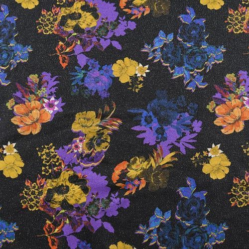 Вискоза с люрексом 009-12075 черный принтованный