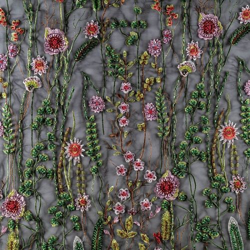 Вышивка на сетке К32-320 черный принтованный