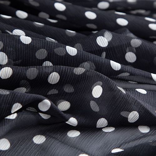 Шифон-жатка шелковый 068-20365 черный принтованный