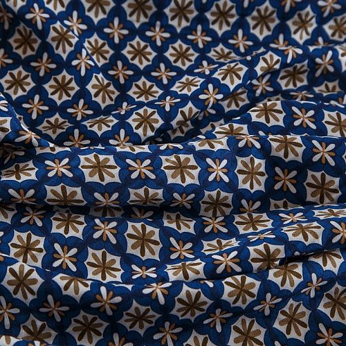 Штапель 069-17530 темно-синий принтованный