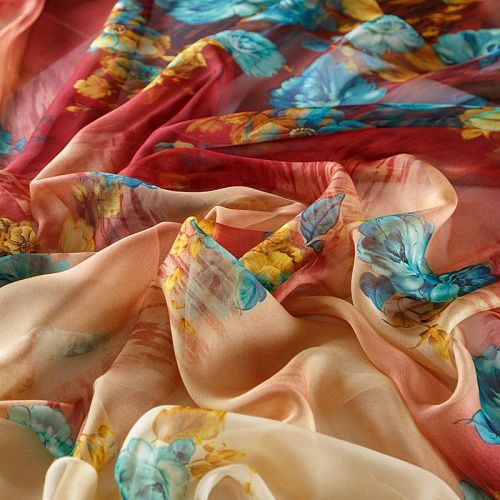 Шифон 068-08394 бордовый принтованный