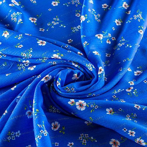 Вискоза с люрексом 009-1002 васильковый принтованный