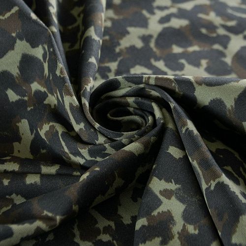 Коттон стрейч 063-12057 зеленый принтованный