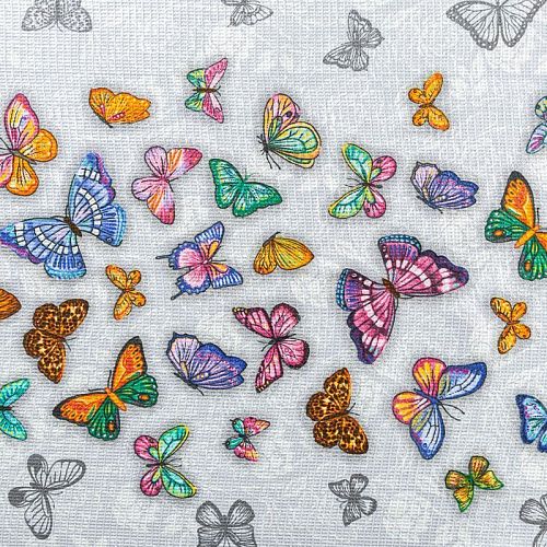 Полотно вафельное 007-03532 светло-серый принтованный