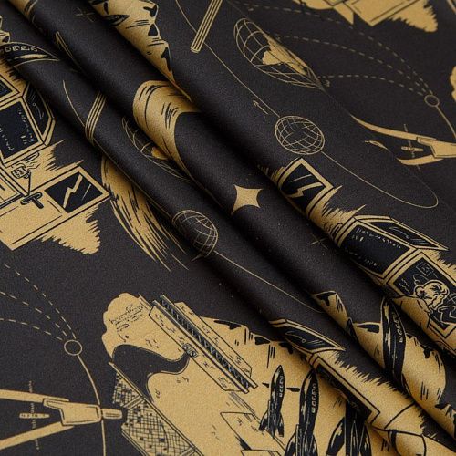 Хлопок 063-16136 черный принтованный