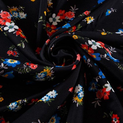 Трикотаж 056-12501 черный принтованный