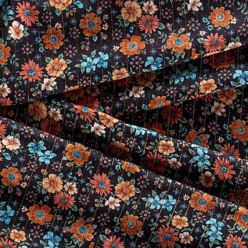 Вискоза с люрексом 009-00904 черный принтованный