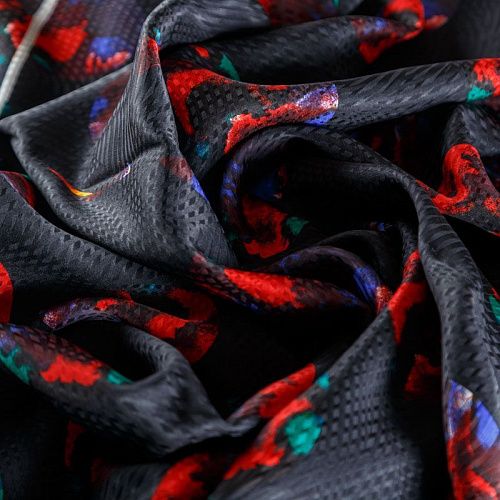 Шелк натуральный К18-057 черный принтованный