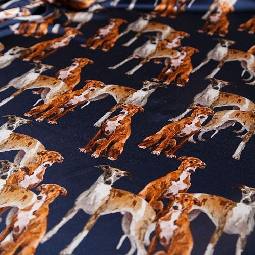 Шелк натуральный 064-14725 темно-синий принтованный