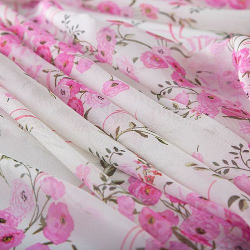 Креп-шифон шелковый 027-19855 белый принтованный