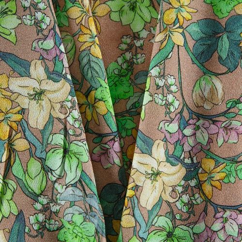 Креп 026-12367 бежевый принтованный