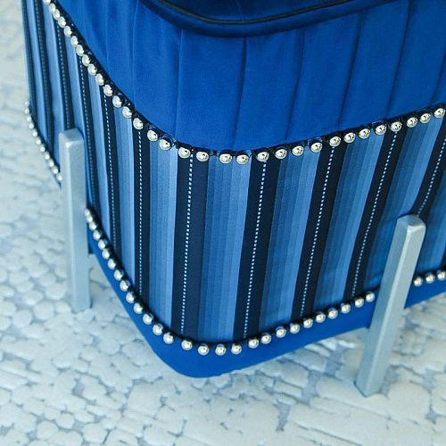 Пуф квадратный 44х44 см H 50 см темно-синий бархат 521352 