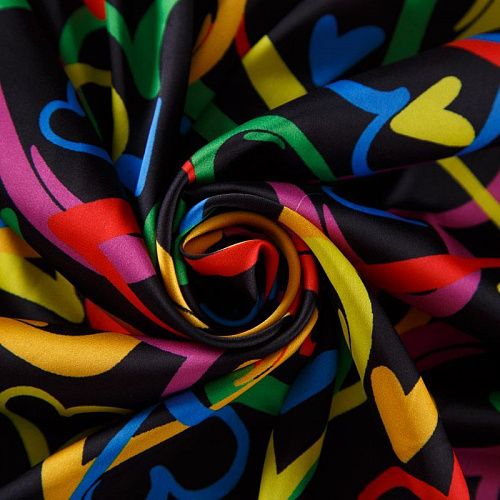 Шелк синтетический 065-13928 черный принтованный