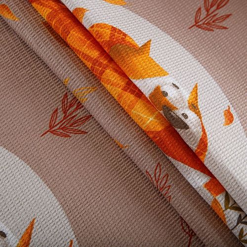 Полотно вафельное 007-15302 бежевый принтованный