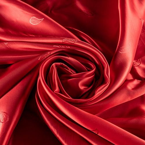 Ткань подкладочная К36-208 красный жаккардовый