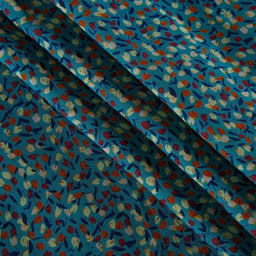 Штапель 069-13566 темно-бирюзовый принтованный