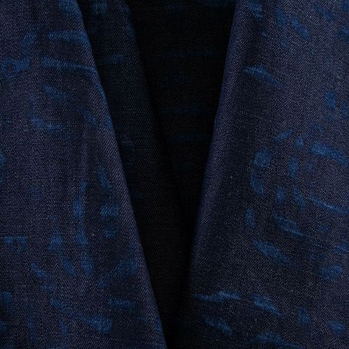 Лен натуральный 035-12097 синий джинс принтованный