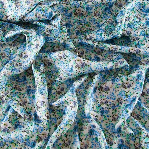 Креп 026-12349 белый принтованный