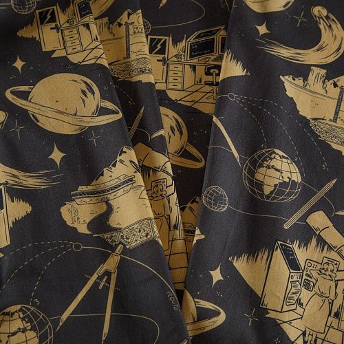 Хлопок 063-16136 черный принтованный