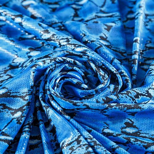Лайкра 005-06244 ярко-синий принтованный