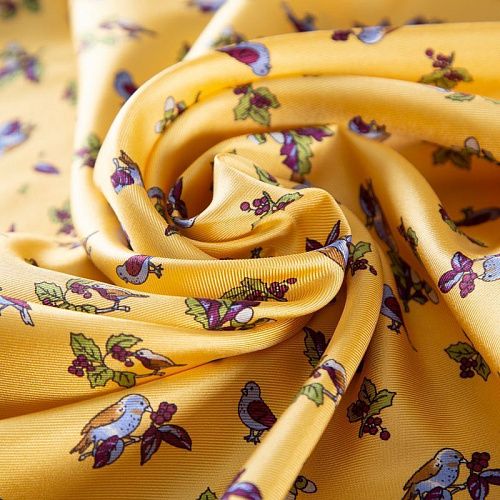 Твил-шелк натуральный купон (крой) 064-19896 желтый принтованный