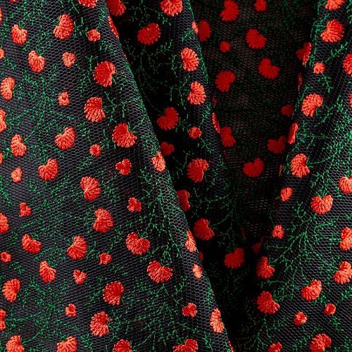 Неопрен-сетка 038-03717 черный с вышивкой