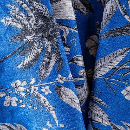 Лен натуральный К36-111 синий принтованный