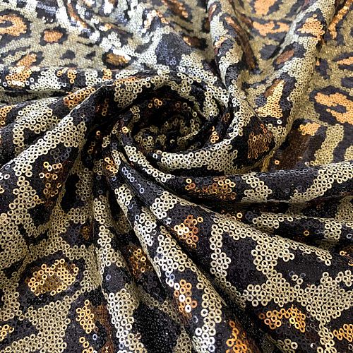 Ткань с пайетками К21-1023 черно-золотой