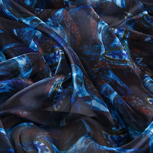 Шифон 068-17400 черный принтованный