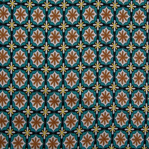 Штапель 069-17532 бирюзово-зеленый принтованный