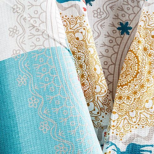 Полотно вафельное 007-00146 белый принтованный