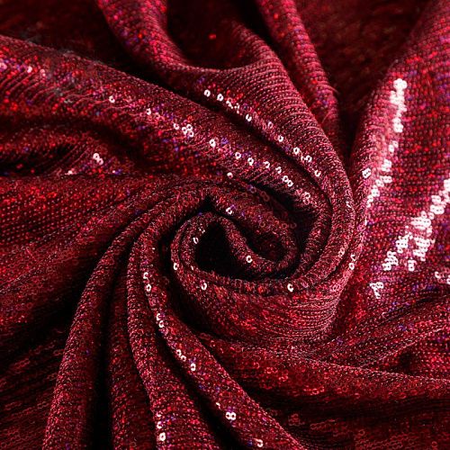 Ткань с пайетками 055-03055 бордовый однотонный