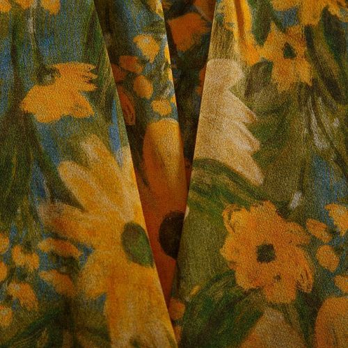 Креп-шифон 027-16225 оливковый принтованный