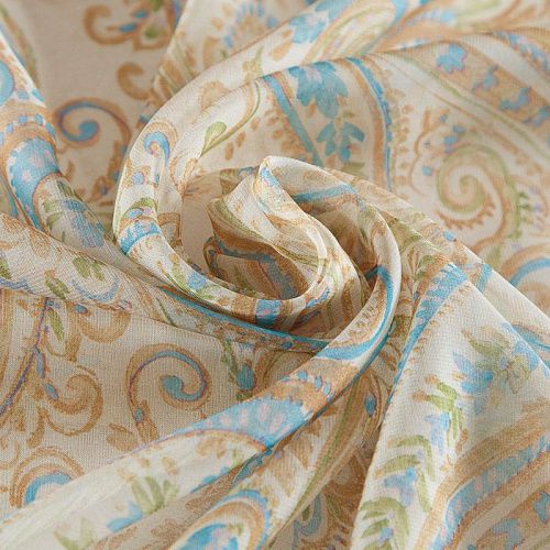 Шифон 068-17371 разбеленный желтый принтованный