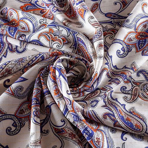 Вискоза с люрексом 009-00901 молочный принтованный