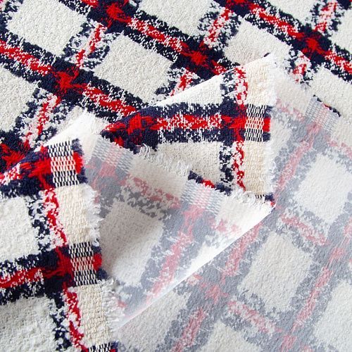 Твид дублированный Gucci 052-20147 молочный клетка