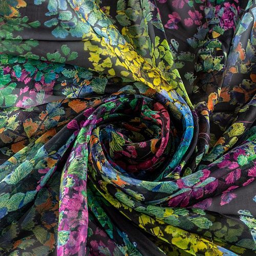 Шифон К33-247 черный принтованный