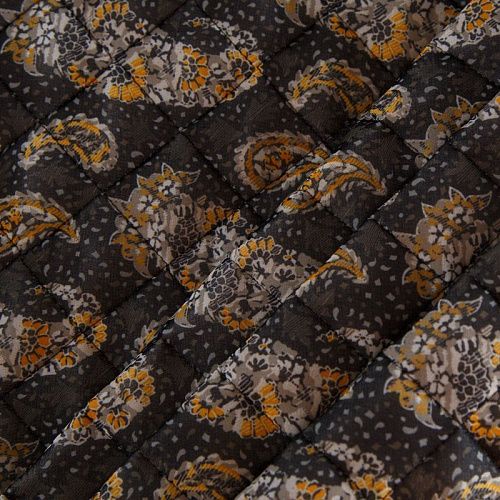 Ткань курточная 2-х сторонняя 033-14799 графитово-коричневый принтованный