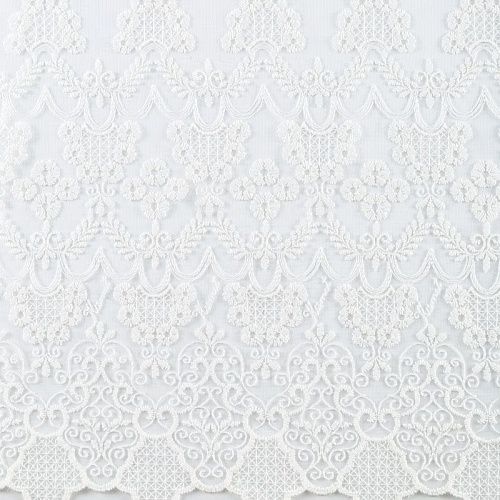 Тюль сетка с вышивкой 08-01-00372 кремовый