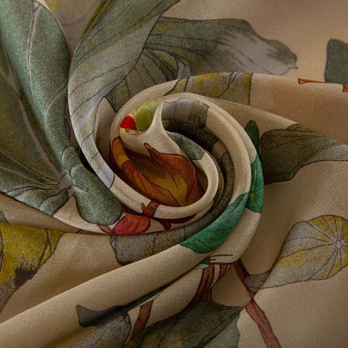 Шелк-батист 003-19630 бежевый принтованный