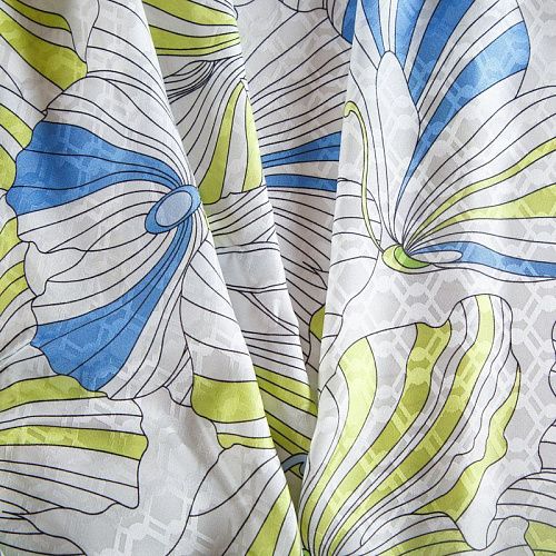 Шелк-жаккард 064-14647 белый принтованный