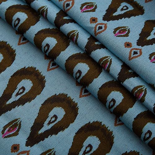 Лен 035-18345 голубой принтованный