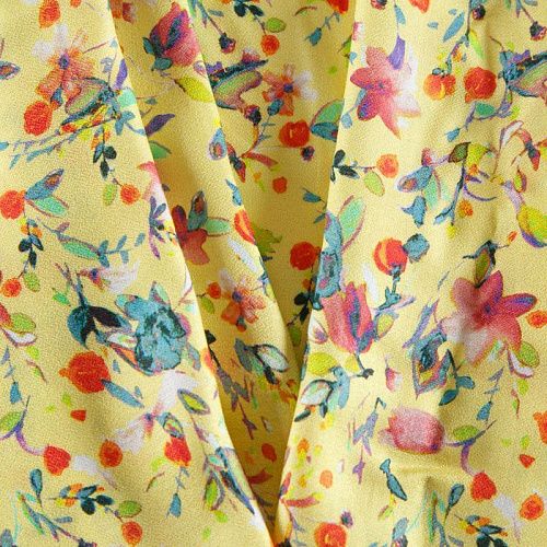 Креп 026-12413 желтый принтованный